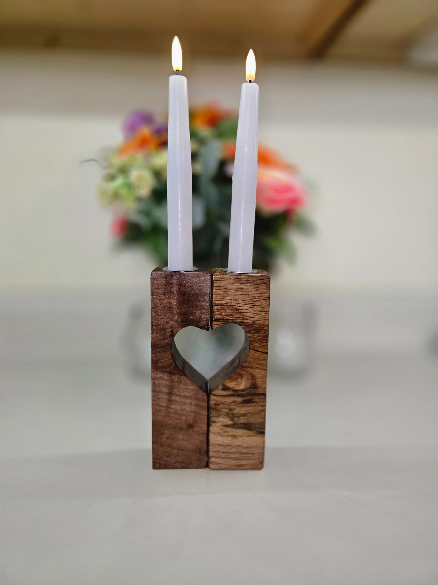 Two become one heart candle holder