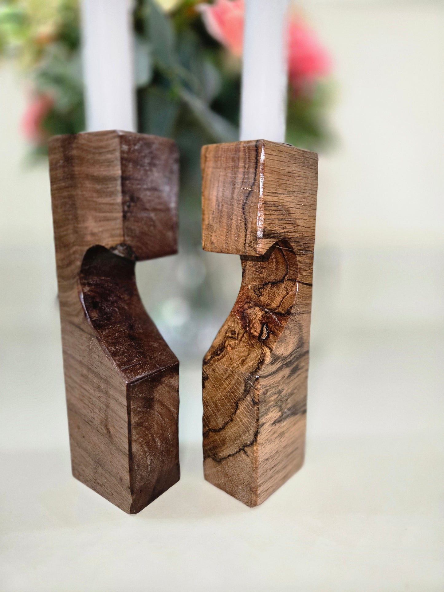 Two become one heart candle holder