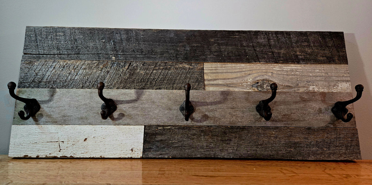 Antique Barnwood Coat & Hat Rack