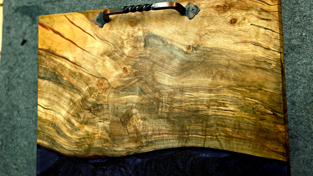 Large Spalted Maple Serving Tray with Epoxy Inlay