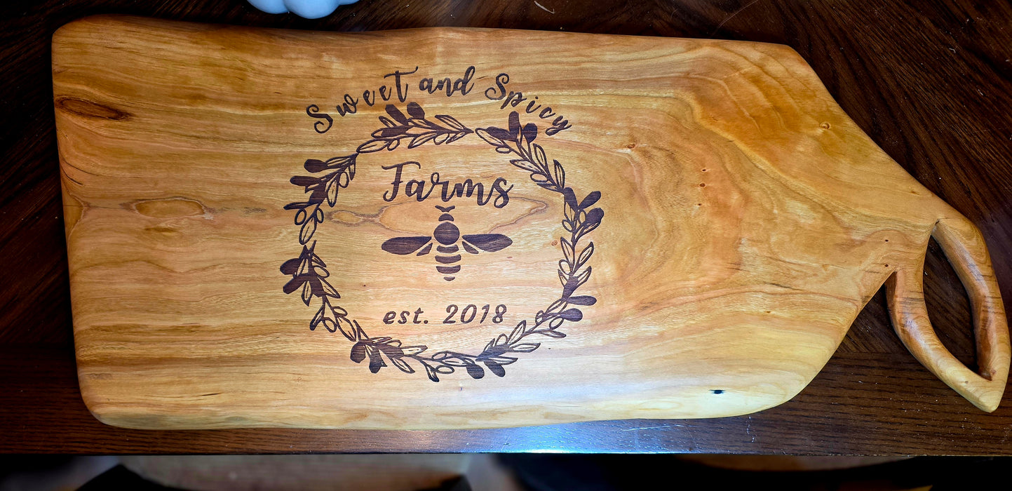 Custom Cherry Charcuterie Board with Engraved Logo