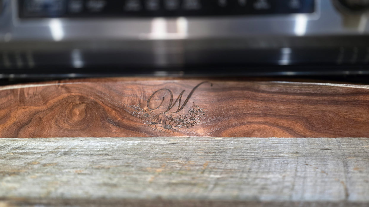 Barnwood & Walnut Wooden Stove Cover | Rustic Kitchen Noodle Board