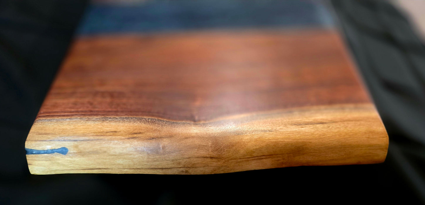 Handmade Walnut Serving Tray with Blue Epoxy | Charcuterie & Entertaining Board