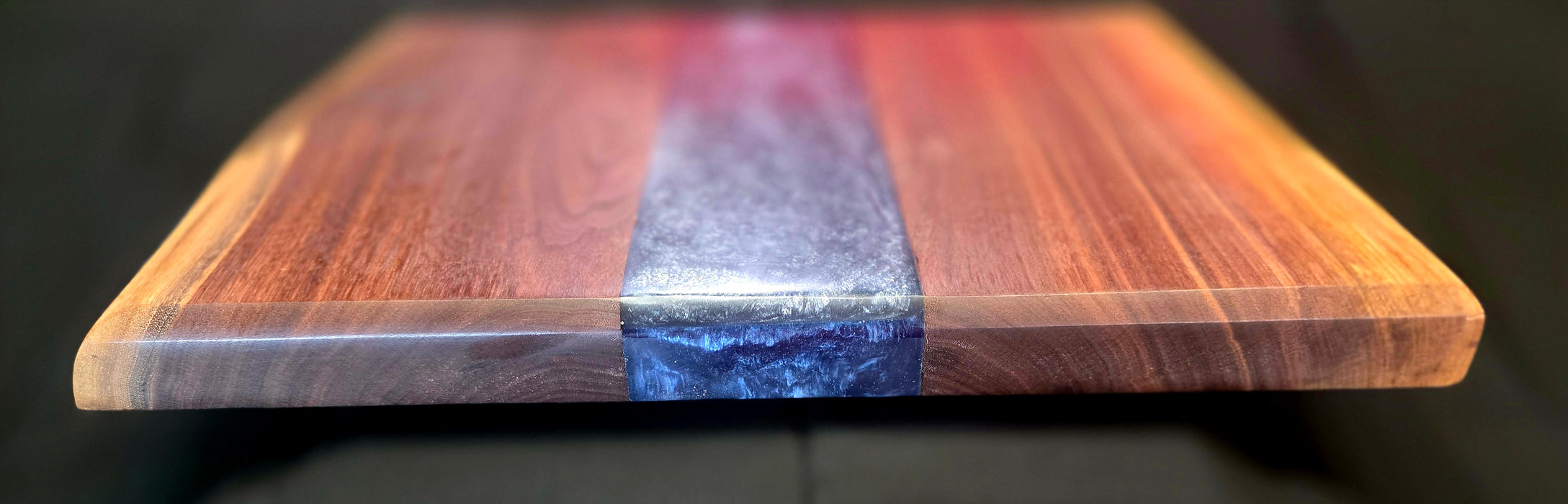 Handmade Walnut Serving Tray with Blue Epoxy | Charcuterie & Entertaining Board