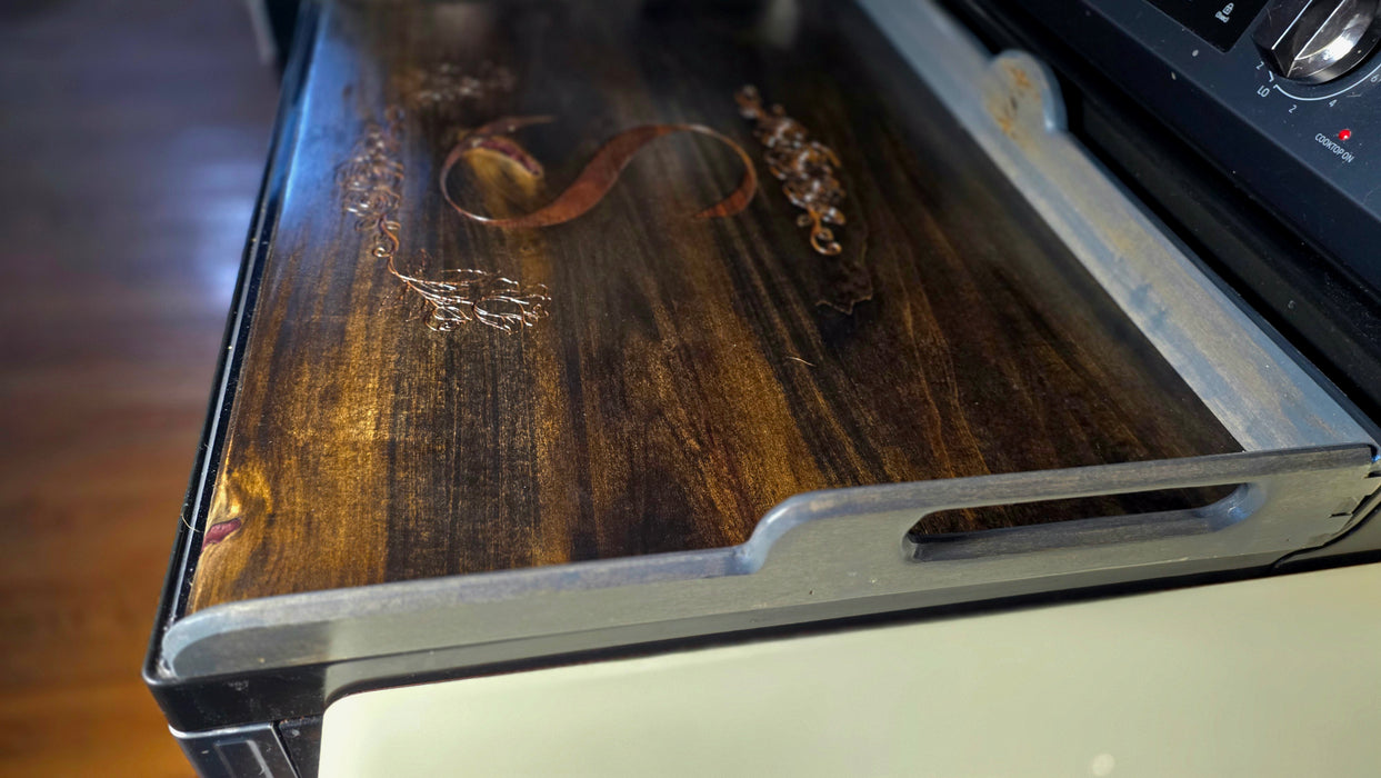 Custom Initial Wooden Stove Cover | Personalized Kitchen Noodle Board