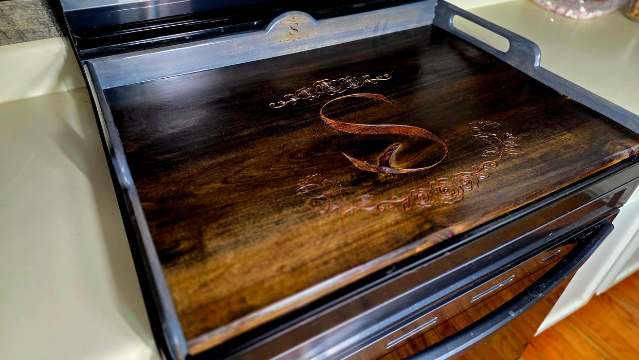 Custom Initial Wooden Stove Cover | Personalized Kitchen Noodle Board
