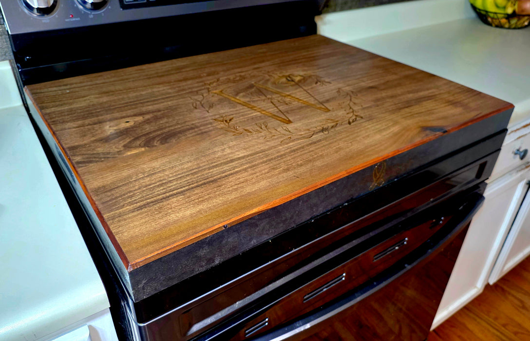 Personalized Wooden Stove Cover with Initials