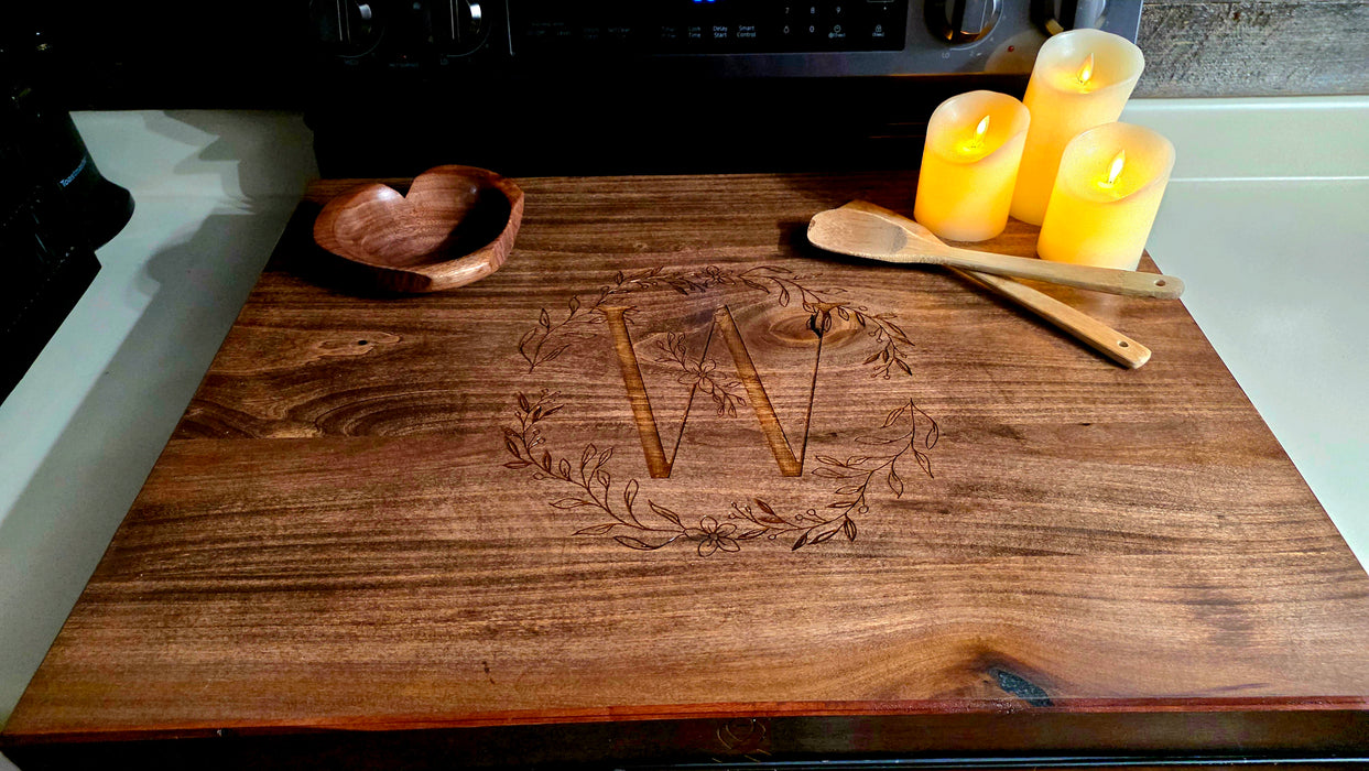 Personalized Wooden Stove Cover with Initials