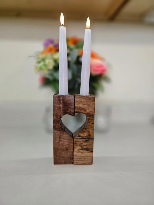 Two become one heart candle holder