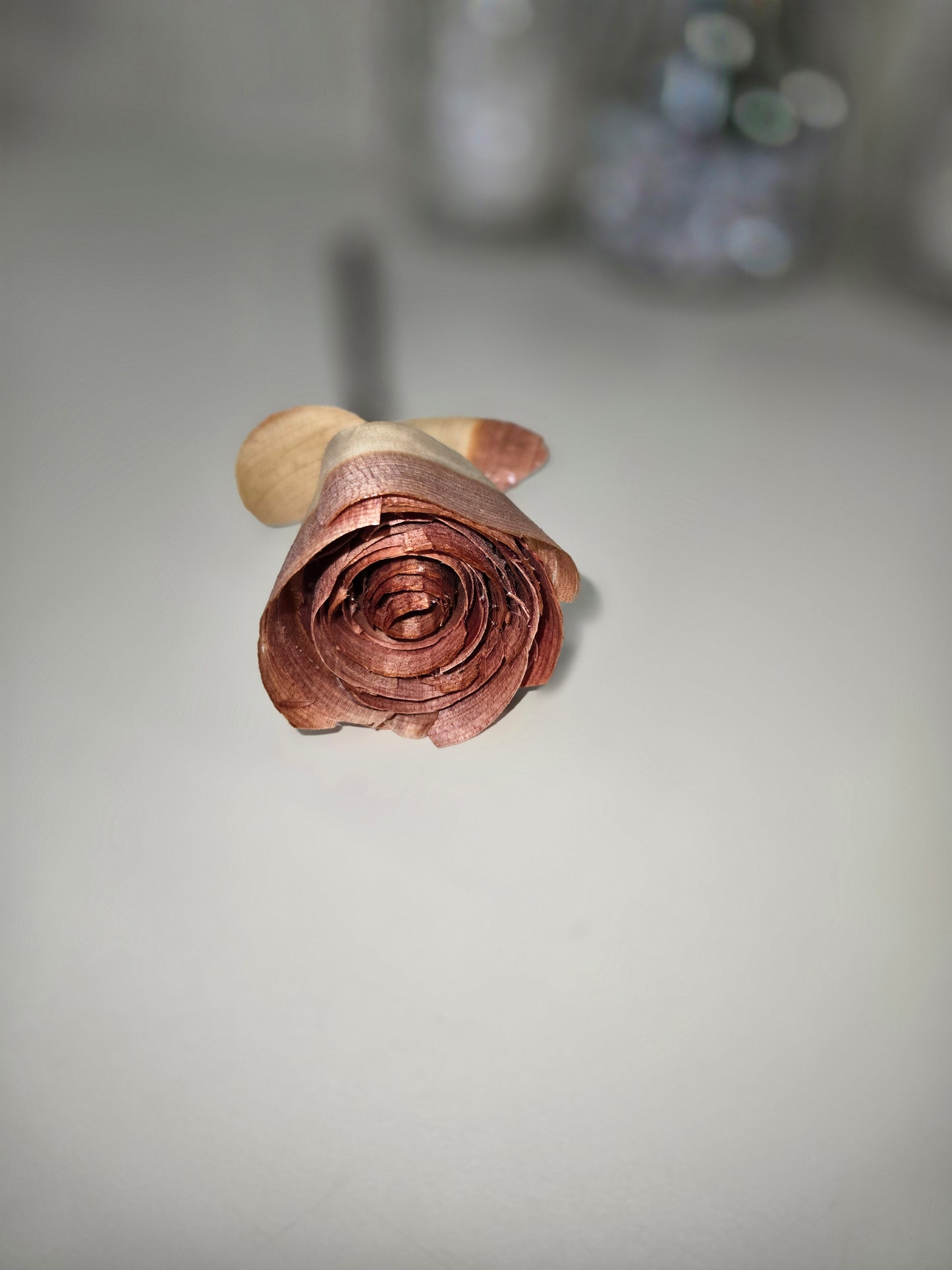 Walnut heart shape flower holder with hand crafted cedar and walnut rose