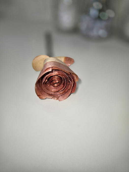Walnut heart shape flower holder with hand crafted cedar and walnut rose