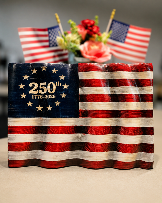 250th Anniversary Handcrafted Wooden American Flag