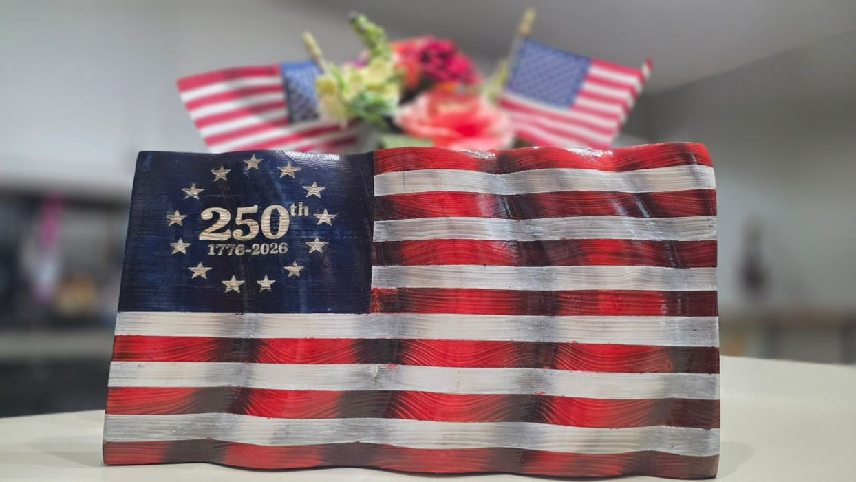 250th Anniversary Handcrafted Wooden American Flag