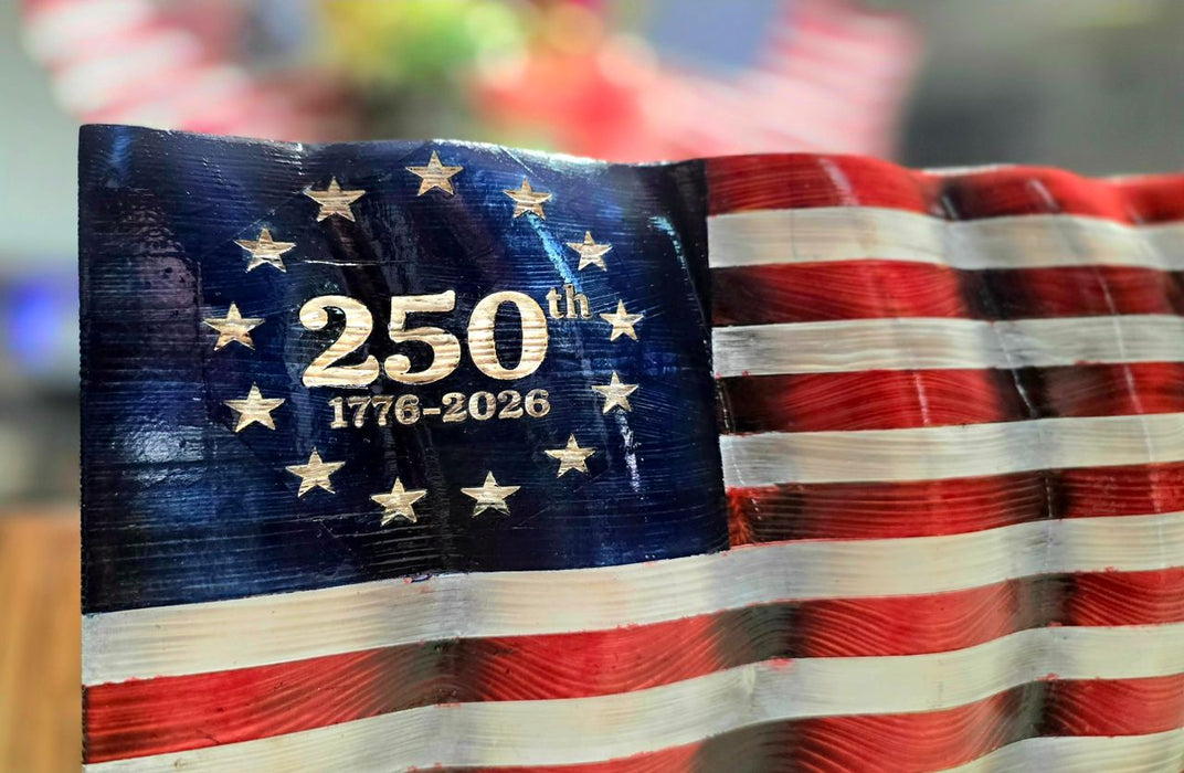 250th Anniversary Handcrafted Wooden American Flag