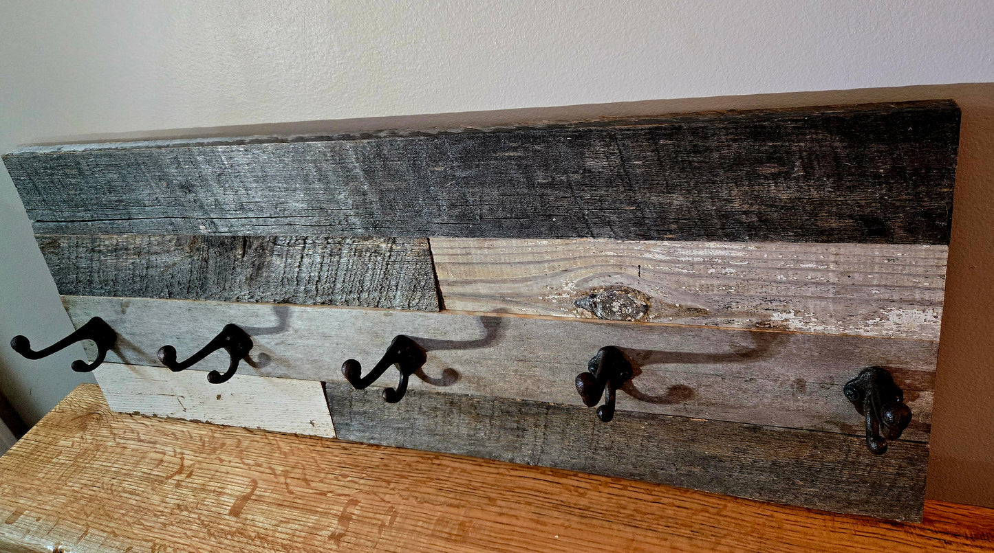 Antique Barnwood Coat & Hat Rack