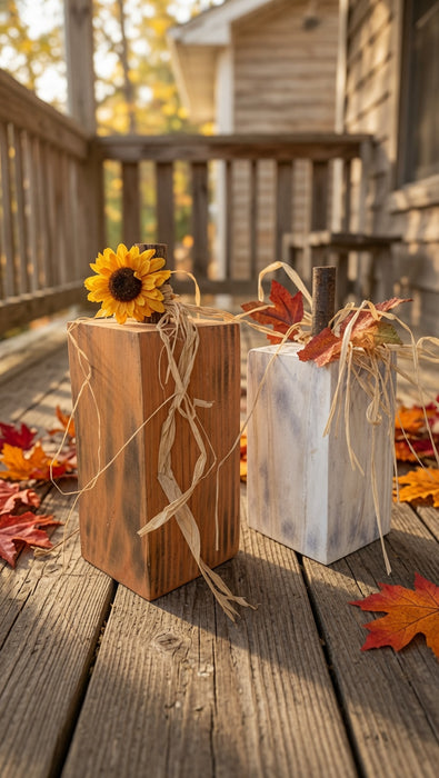 Mini Rustic Farm Americana Wooden Pumpkin Set