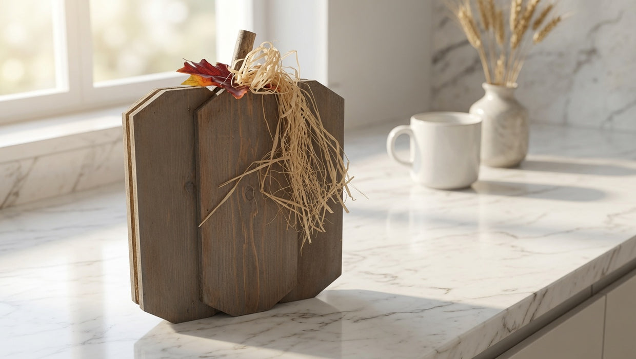 Rustic Gray Wooden Pumpkin – Neutral Farmhouse Fall Decor
