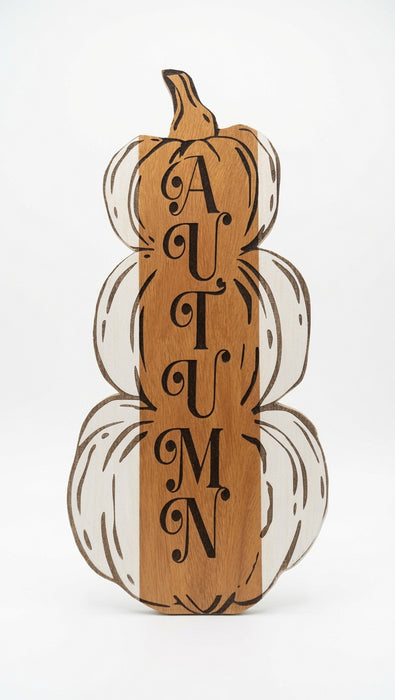 All-Natural Osage & Aspen Wood “AUTUMN” Stacked Pumpkin Sign