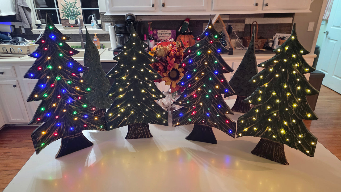 Rustic carved Christmas Trees