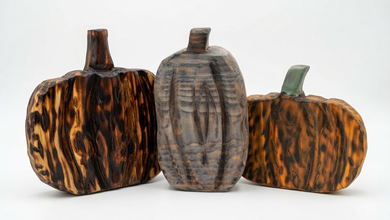 Hand-Carved Rustic Americana Wooden Pumpkins – Set of 3 (Copy)