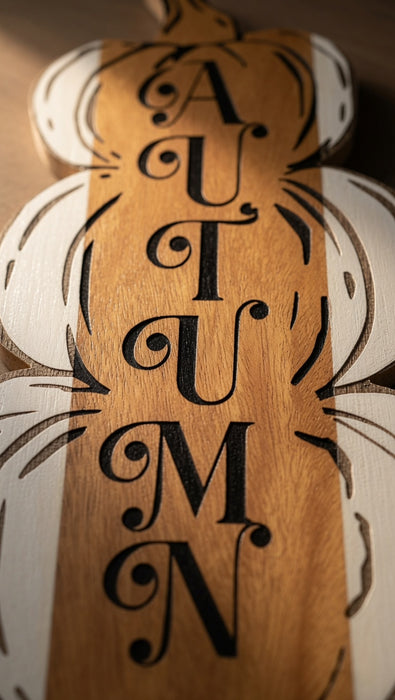 All-Natural Osage & Aspen Wood “AUTUMN” Stacked Pumpkin Sign