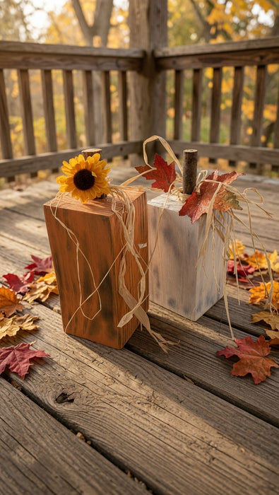 Mini Rustic Farm Americana Wooden Pumpkin Set