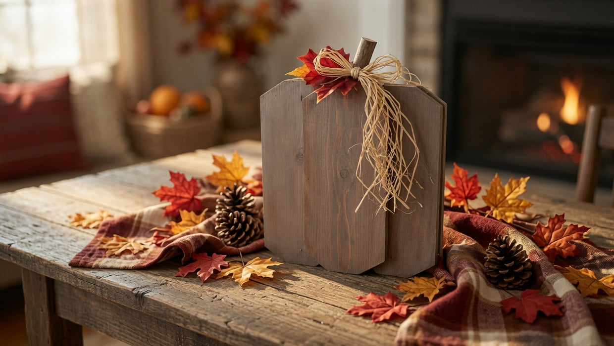 Rustic Gray Wooden Pumpkin – Neutral Farmhouse Fall Decor