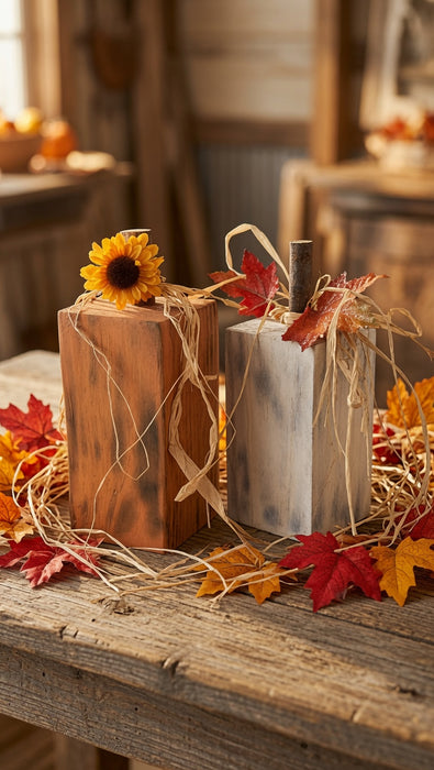 Mini Rustic Farm Americana Wooden Pumpkin Set