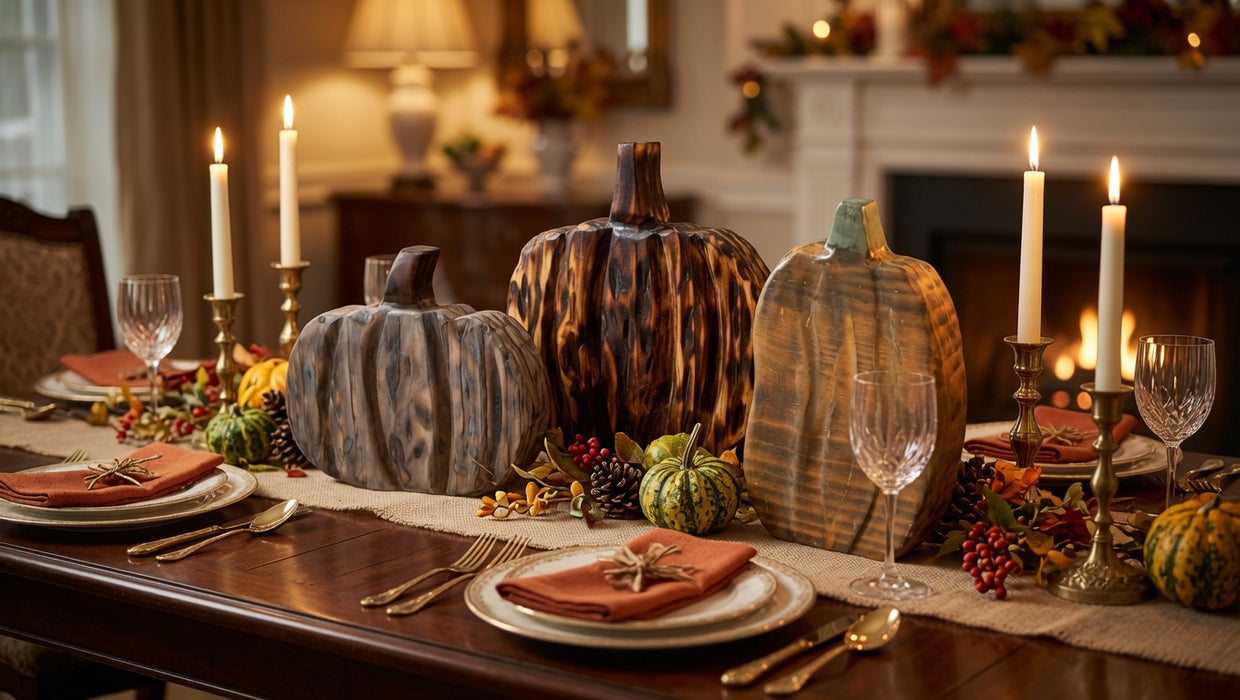 Hand-Carved Rustic Americana Wooden Pumpkins – Set of 3 (Copy 2)