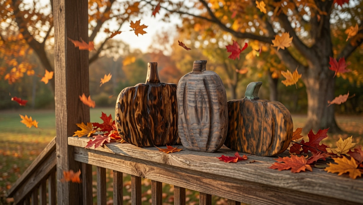 Hand-Carved Rustic Americana Wooden Pumpkins – Set of 3 (Copy)