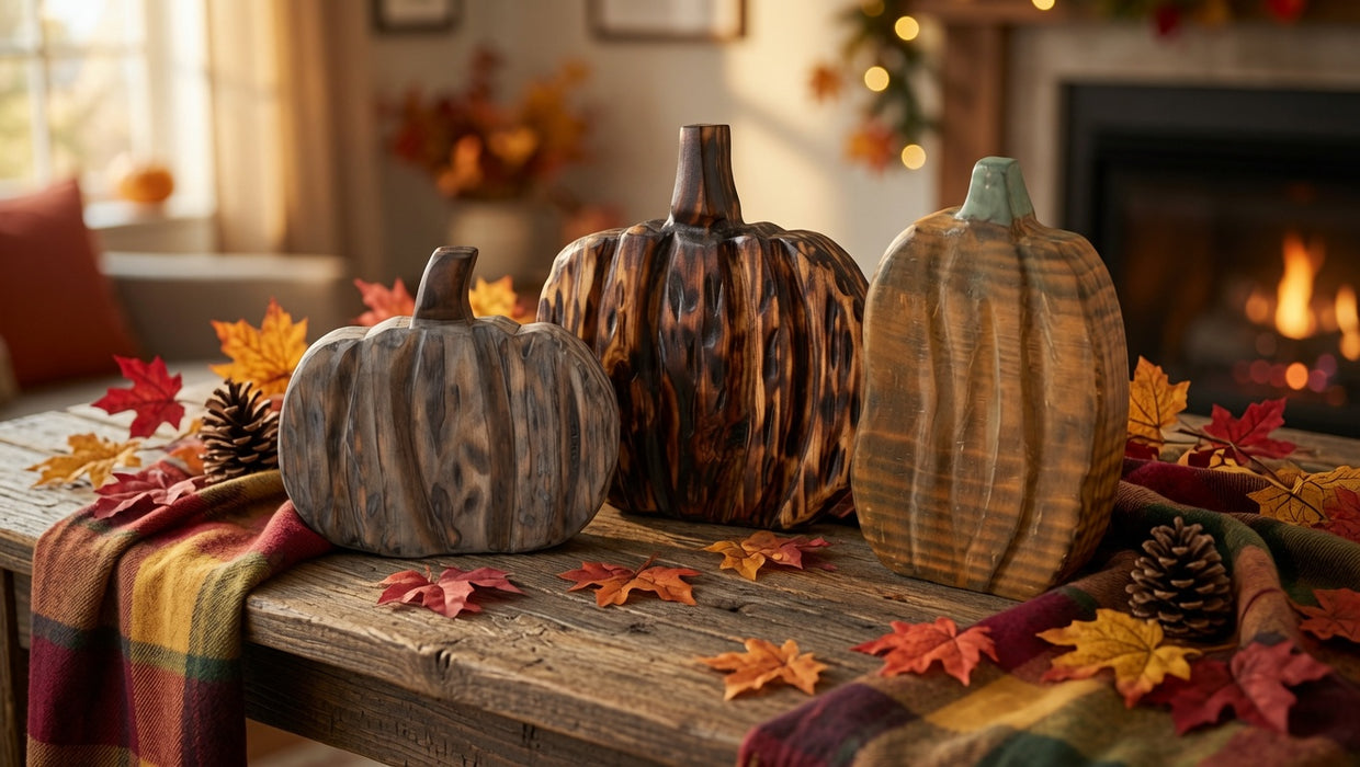 Hand-Carved Rustic Americana Wooden Pumpkins – Set of 3 (Copy 2)