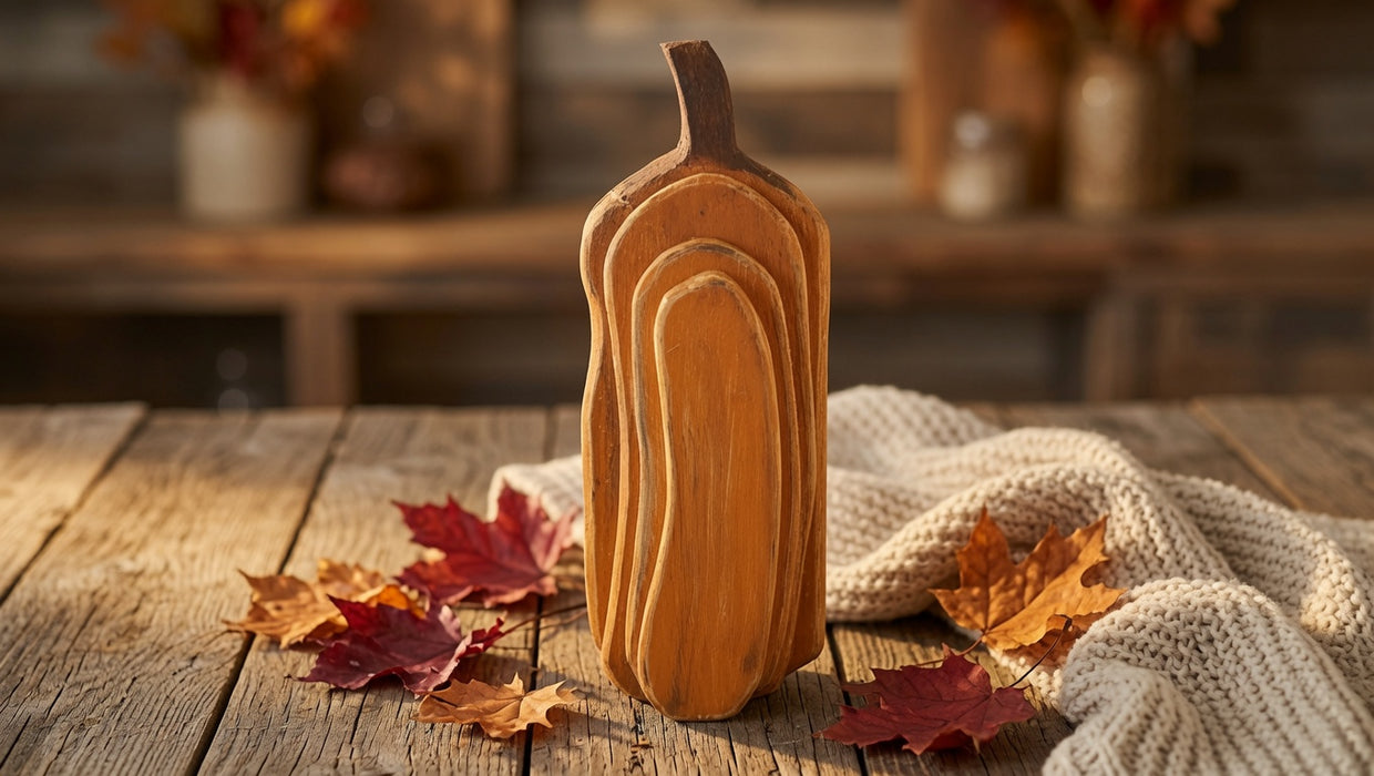 Rustic Americana Wooden Pumpkin Sculpture