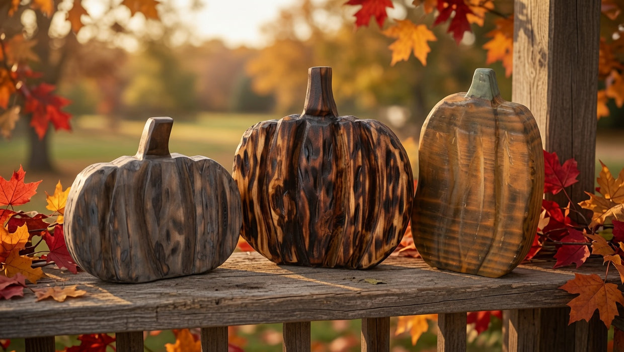 Hand-Carved Rustic Americana Wooden Pumpkins – Set of 3 (Copy 2)