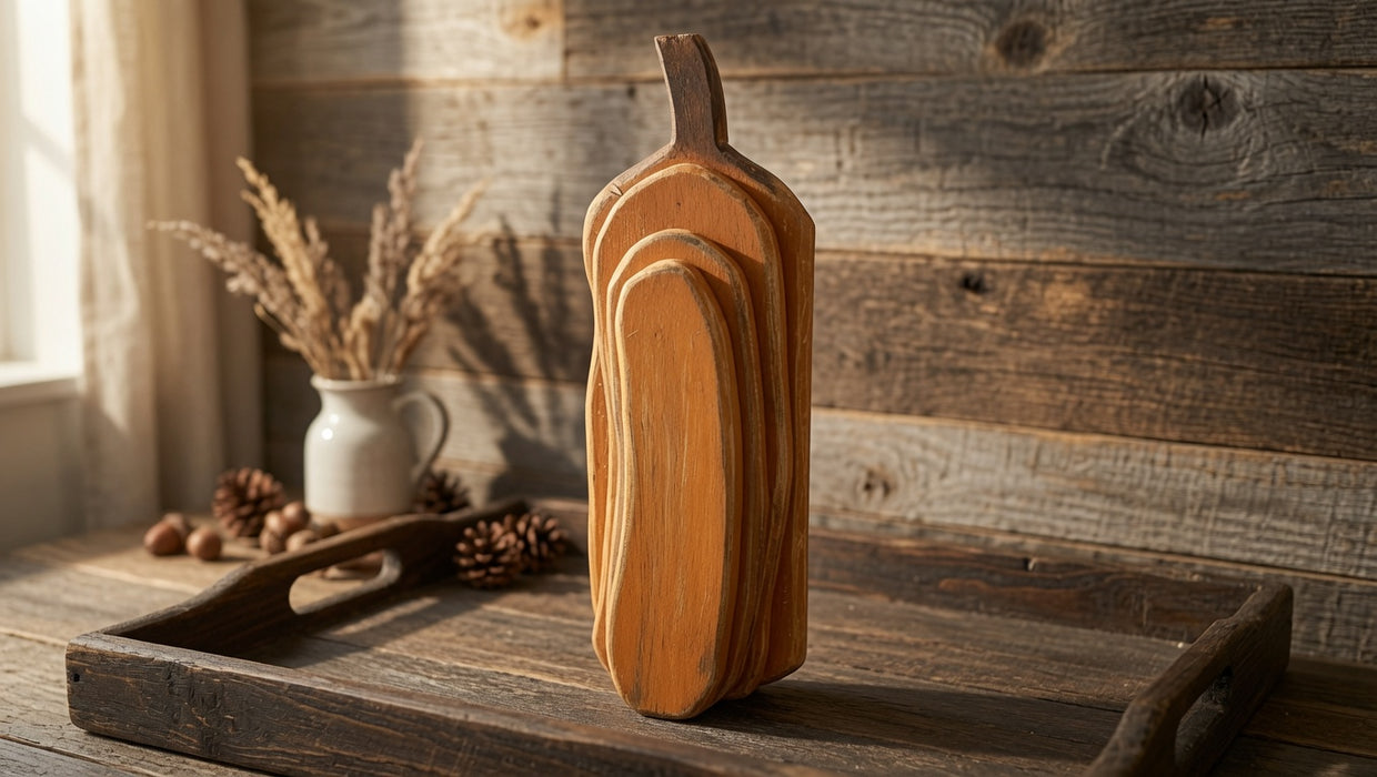 Rustic Americana Wooden Pumpkin Sculpture
