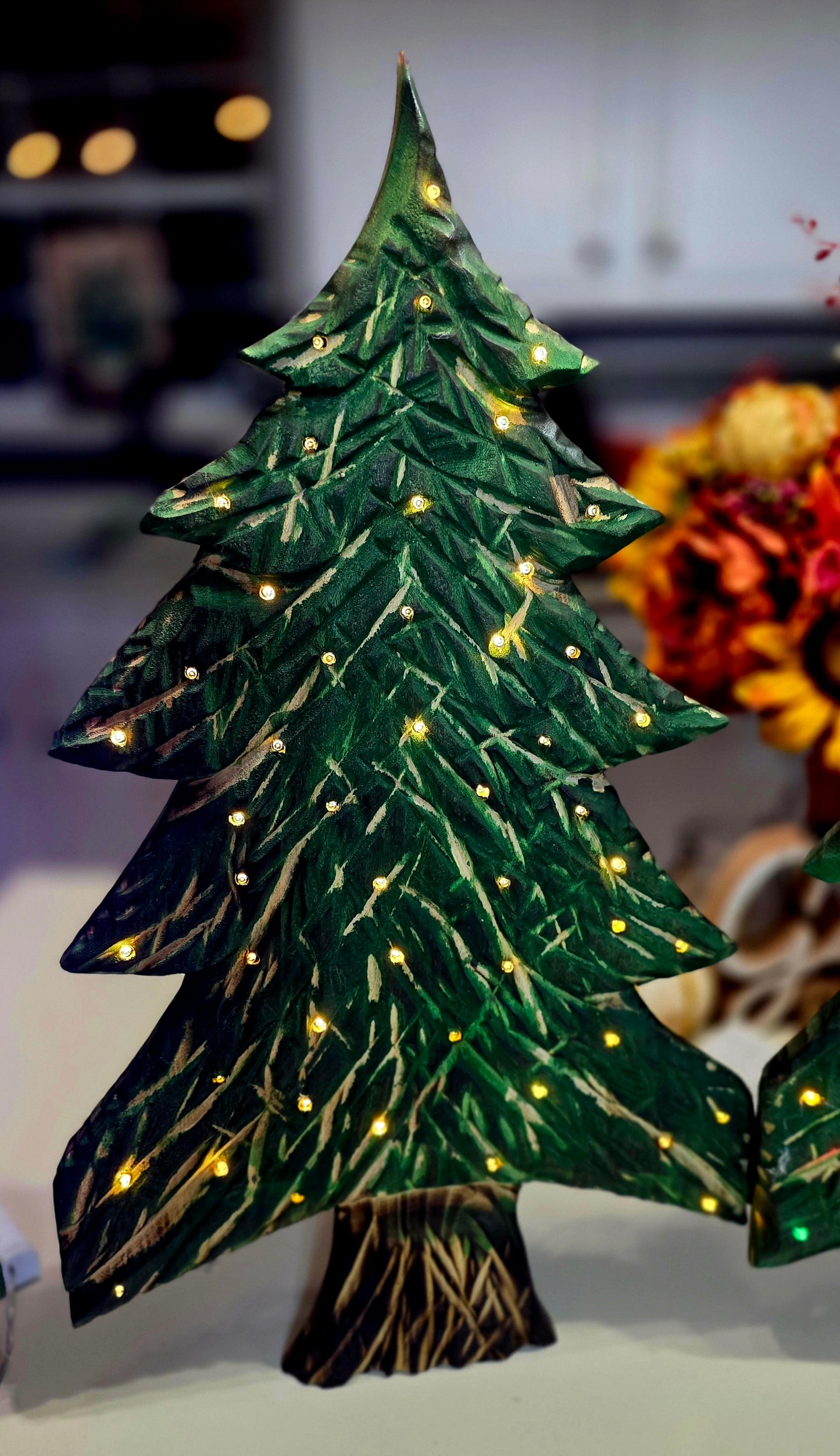 Rustic carved Christmas Trees