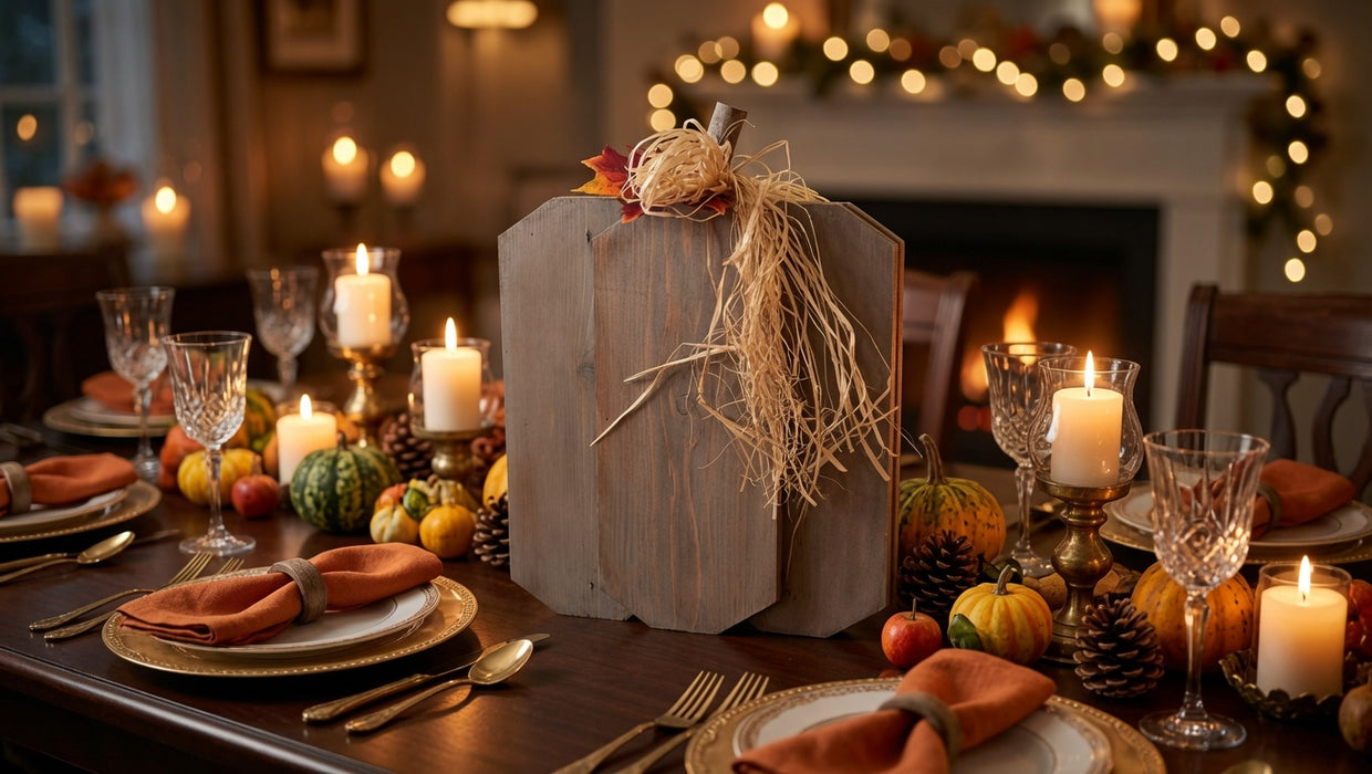Rustic Gray Wooden Pumpkin – Neutral Farmhouse Fall Decor