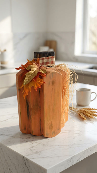 Large Rustic Wooden Pumpkin Centerpiece – 14" Tall | Can Be Personalized