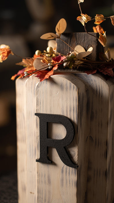Large White Rustic Wooden Pumpkin Centerpiece – 14" Tall | Can Be Personalized