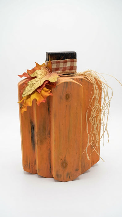 Large Rustic Wooden Pumpkin Centerpiece – 14" Tall | Can Be Personalized