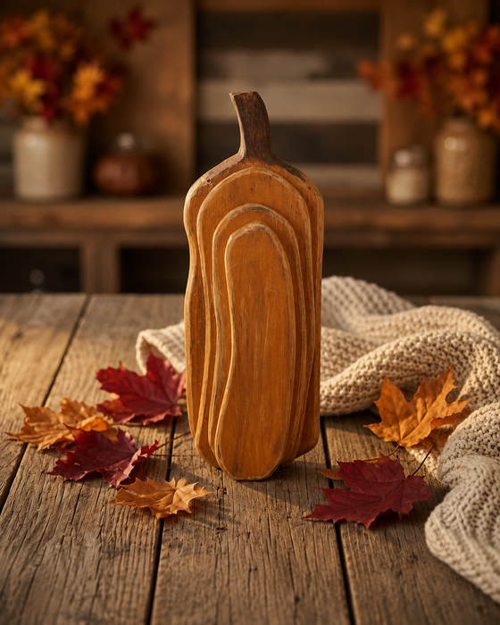 Rustic Americana Wooden Pumpkin Sculpture